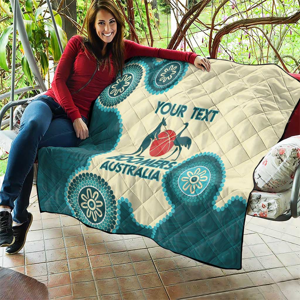 Custom Australia Boomers Quilt Aboriginal With Marble Pattern - Cyan
