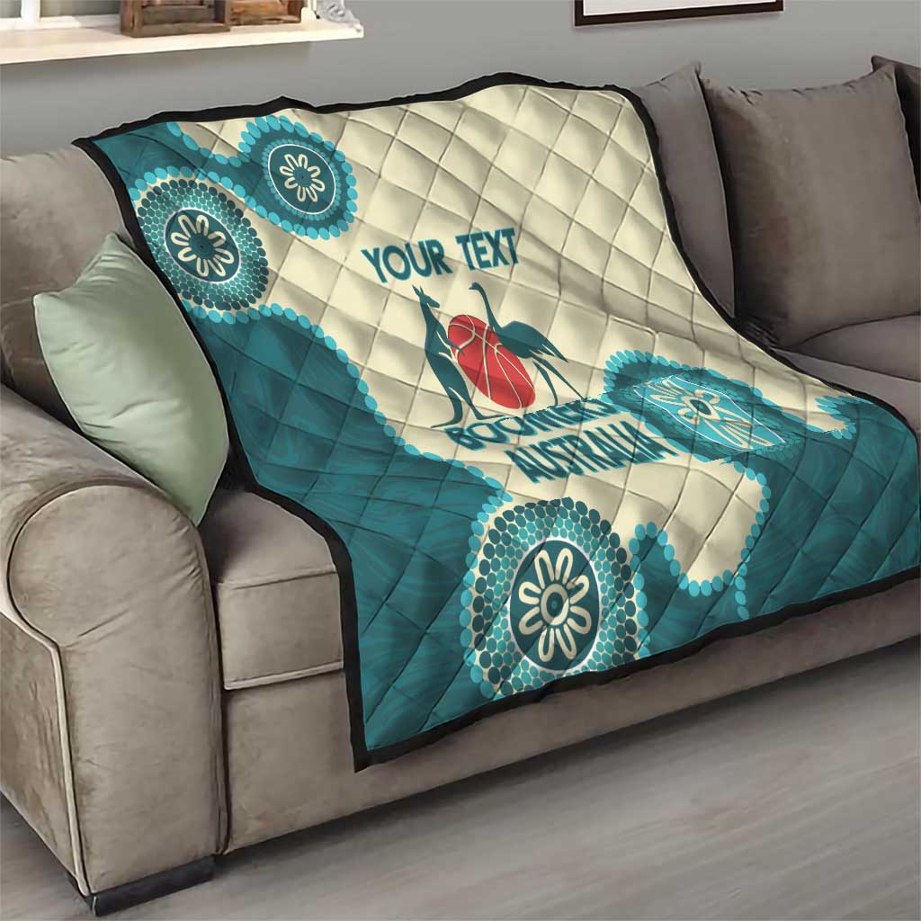 Custom Australia Boomers Quilt Aboriginal With Marble Pattern - Cyan