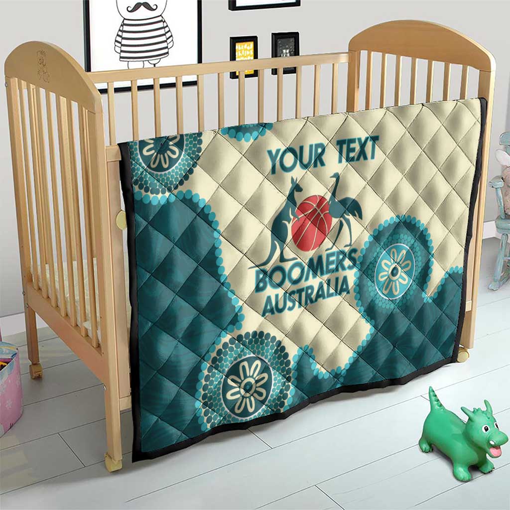 Custom Australia Boomers Quilt Aboriginal With Marble Pattern - Cyan