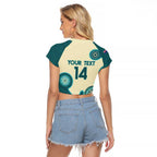Custom Australia Boomers Raglan Cropped T Shirt Aboriginal With Marble Pattern - Cyan