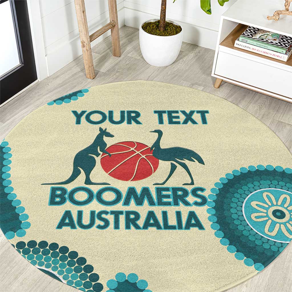 Custom Australia Boomers Round Carpet Aboriginal With Marble Pattern - Cyan
