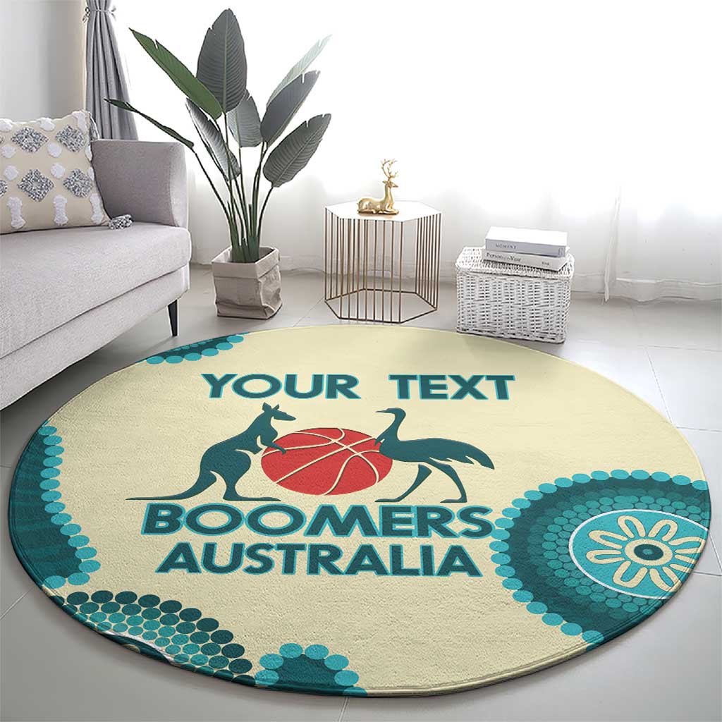 Custom Australia Boomers Round Carpet Aboriginal With Marble Pattern - Cyan
