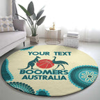 Custom Australia Boomers Round Carpet Aboriginal With Marble Pattern - Cyan