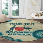 Custom Australia Boomers Round Carpet Aboriginal With Marble Pattern - Cyan
