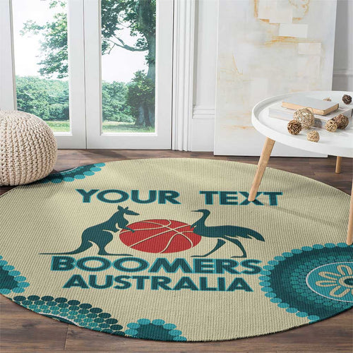 Custom Australia Boomers Round Carpet Aboriginal With Marble Pattern - Cyan