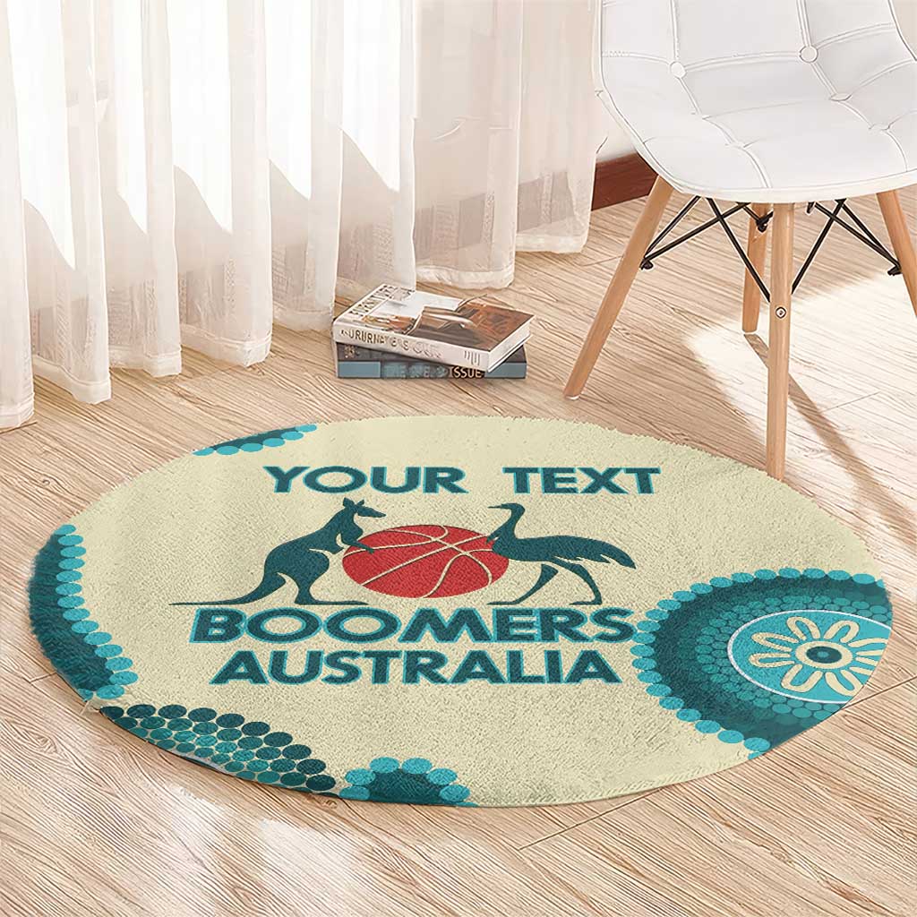 Custom Australia Boomers Round Carpet Aboriginal With Marble Pattern - Cyan
