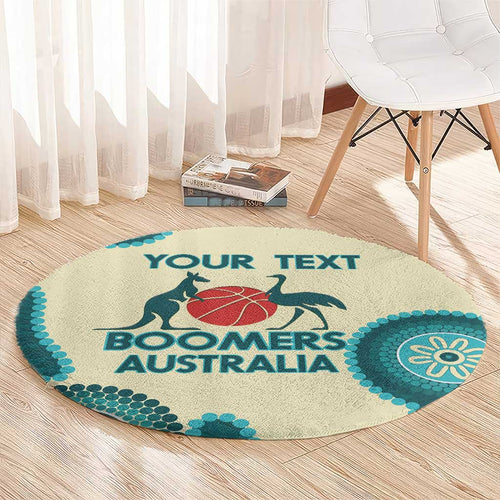 Custom Australia Boomers Round Carpet Aboriginal With Marble Pattern - Cyan