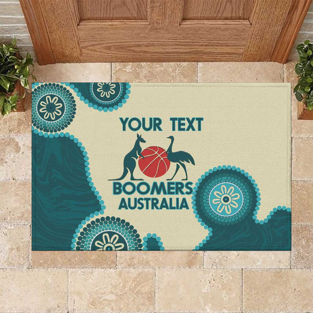 Custom Australia Boomers Rubber Doormat Aboriginal With Marble Pattern - Cyan