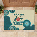 Custom Australia Boomers Rubber Doormat Aboriginal With Marble Pattern - Cyan