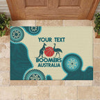 Custom Australia Boomers Rubber Doormat Aboriginal With Marble Pattern - Cyan