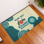 Custom Australia Boomers Rubber Doormat Aboriginal With Marble Pattern - Cyan