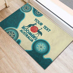 Custom Australia Boomers Rubber Doormat Aboriginal With Marble Pattern - Cyan