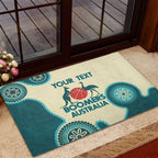 Custom Australia Boomers Rubber Doormat Aboriginal With Marble Pattern - Cyan