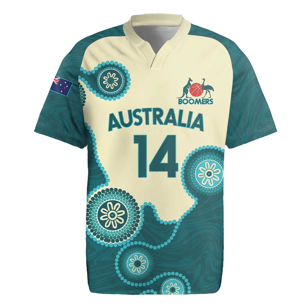 Custom Australia Boomers Rugby Jersey Aboriginal With Marble Pattern - Cyan