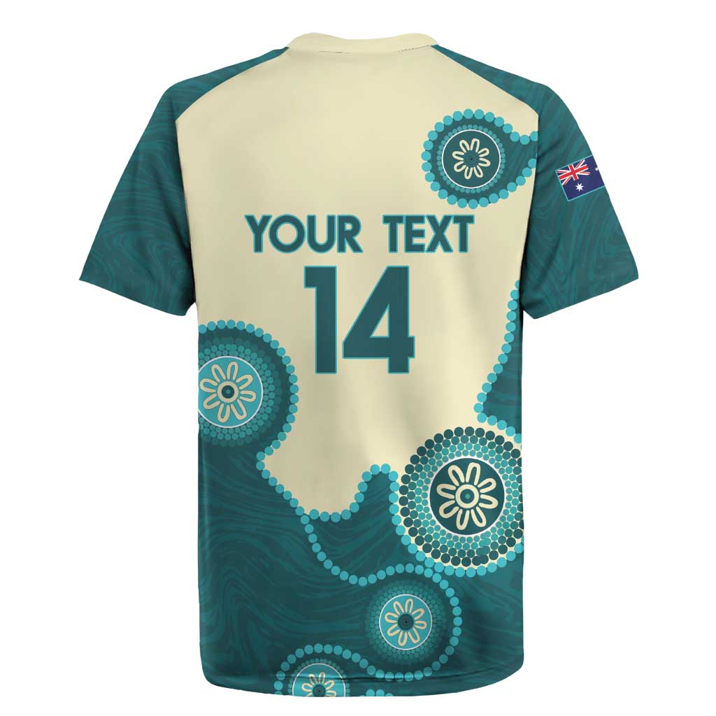 Custom Australia Boomers Rugby Jersey Aboriginal With Marble Pattern - Cyan