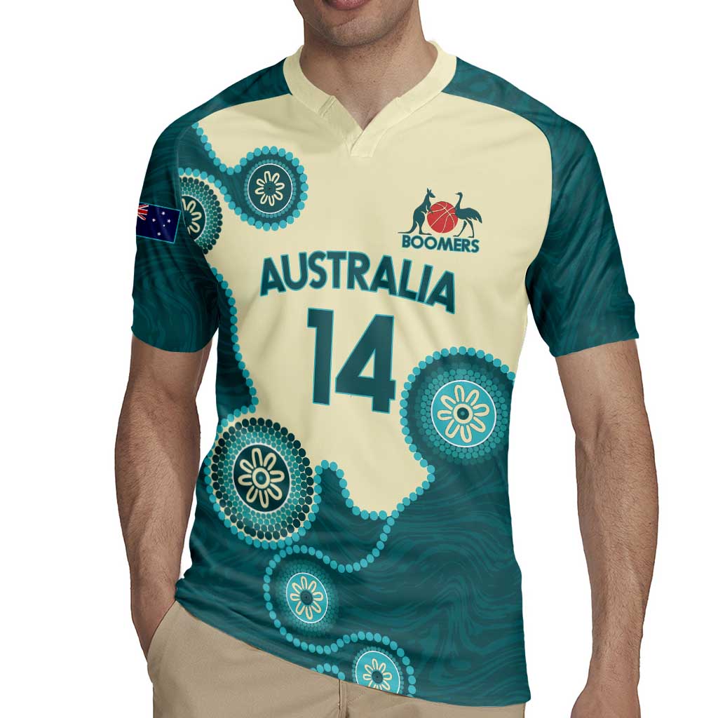 Custom Australia Boomers Rugby Jersey Aboriginal With Marble Pattern - Cyan