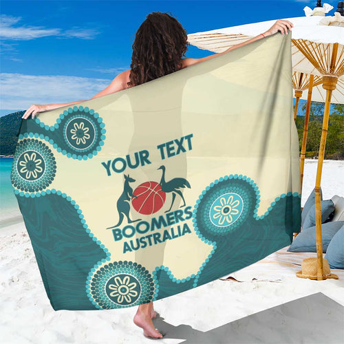 Custom Australia Boomers Sarong Aboriginal With Marble Pattern - Cyan