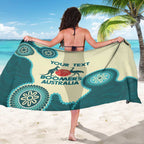 Custom Australia Boomers Sarong Aboriginal With Marble Pattern - Cyan