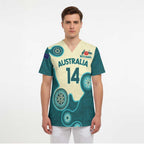 Custom Australia Boomers Scrub Top Aboriginal With Marble Pattern - Cyan - Aussie Hoodie