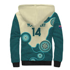 Custom Australia Boomers Sherpa Hoodie Aboriginal With Marble Pattern - Cyan