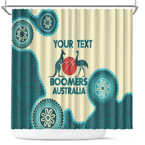 Custom Australia Boomers Shower Curtain Aboriginal With Marble Pattern - Cyan