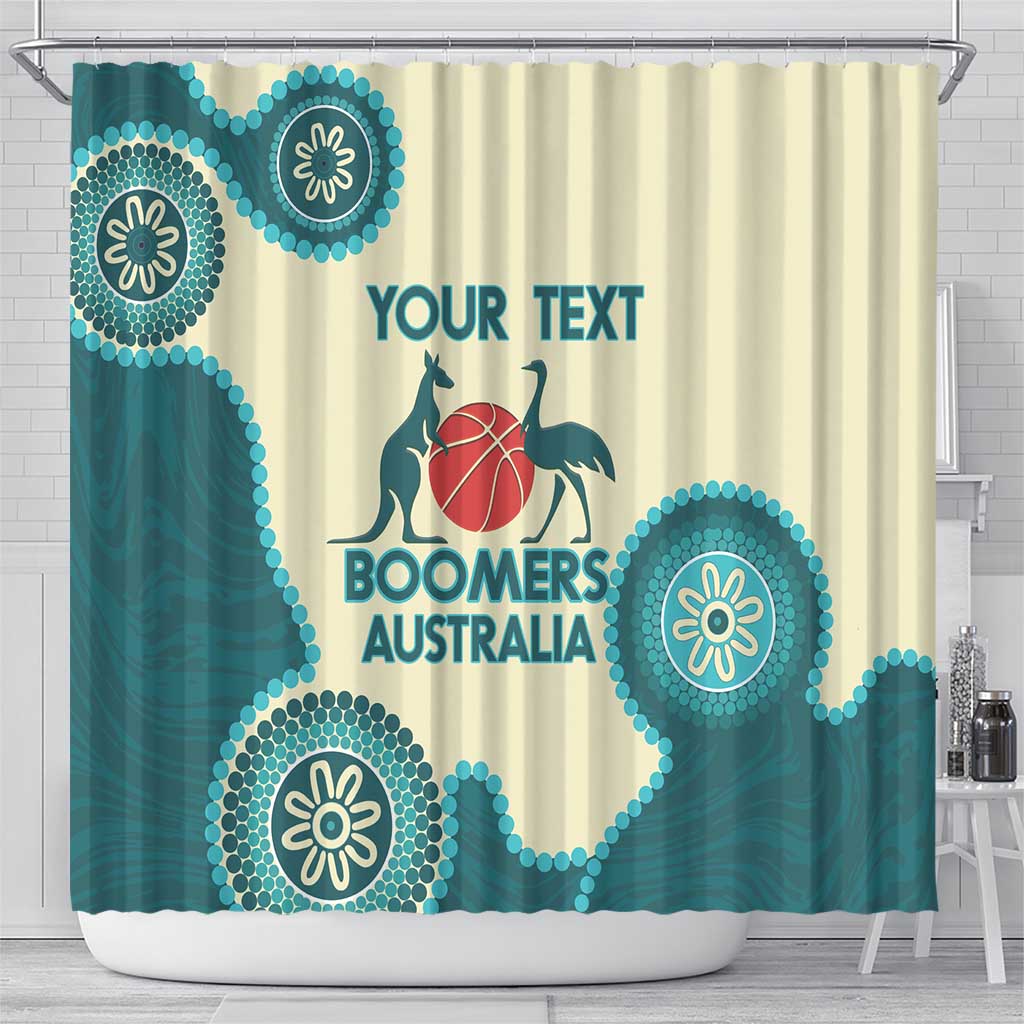 Custom Australia Boomers Shower Curtain Aboriginal With Marble Pattern - Cyan