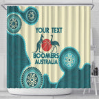 Custom Australia Boomers Shower Curtain Aboriginal With Marble Pattern - Cyan
