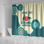 Custom Australia Boomers Shower Curtain Aboriginal With Marble Pattern - Cyan