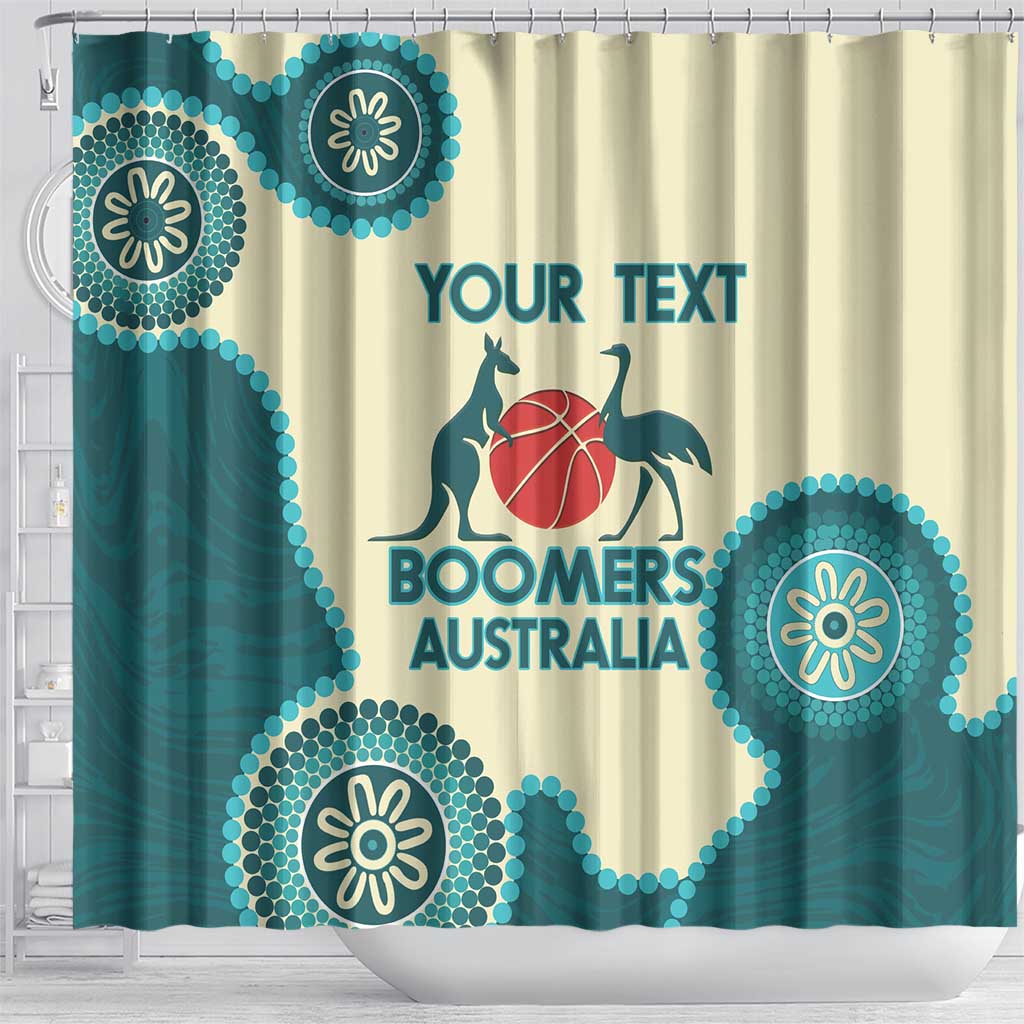 Custom Australia Boomers Shower Curtain Aboriginal With Marble Pattern - Cyan