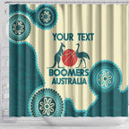 Custom Australia Boomers Shower Curtain Aboriginal With Marble Pattern - Cyan
