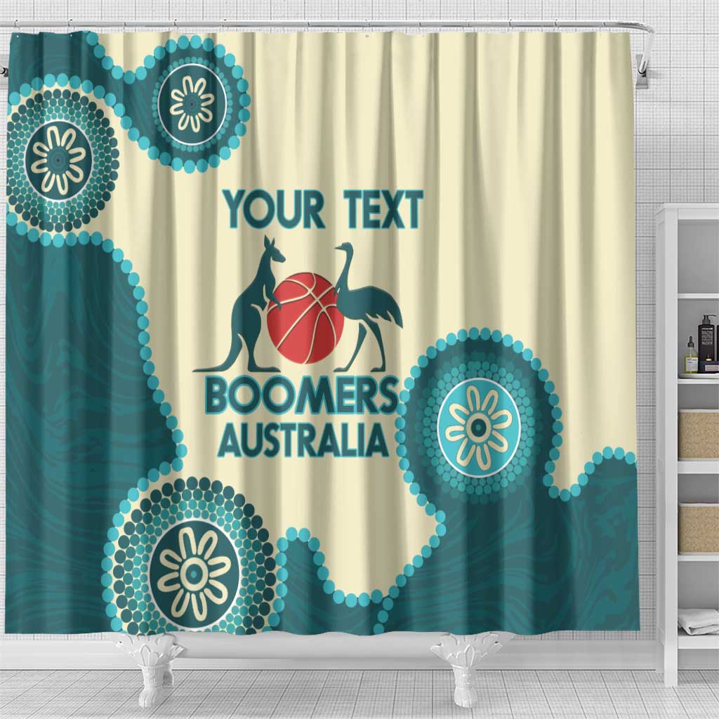 Custom Australia Boomers Shower Curtain Aboriginal With Marble Pattern - Cyan