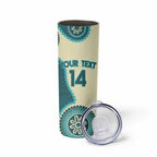 Custom Australia Boomers Skinny Tumbler Aboriginal With Marble Pattern - Cyan