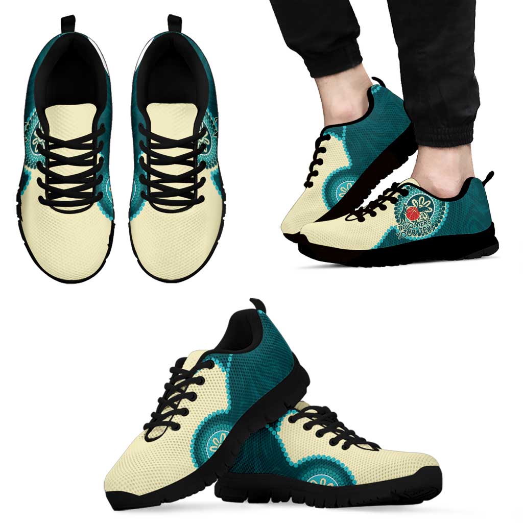 Custom Australia Boomers Sneakers Aboriginal With Marble Pattern - Cyan