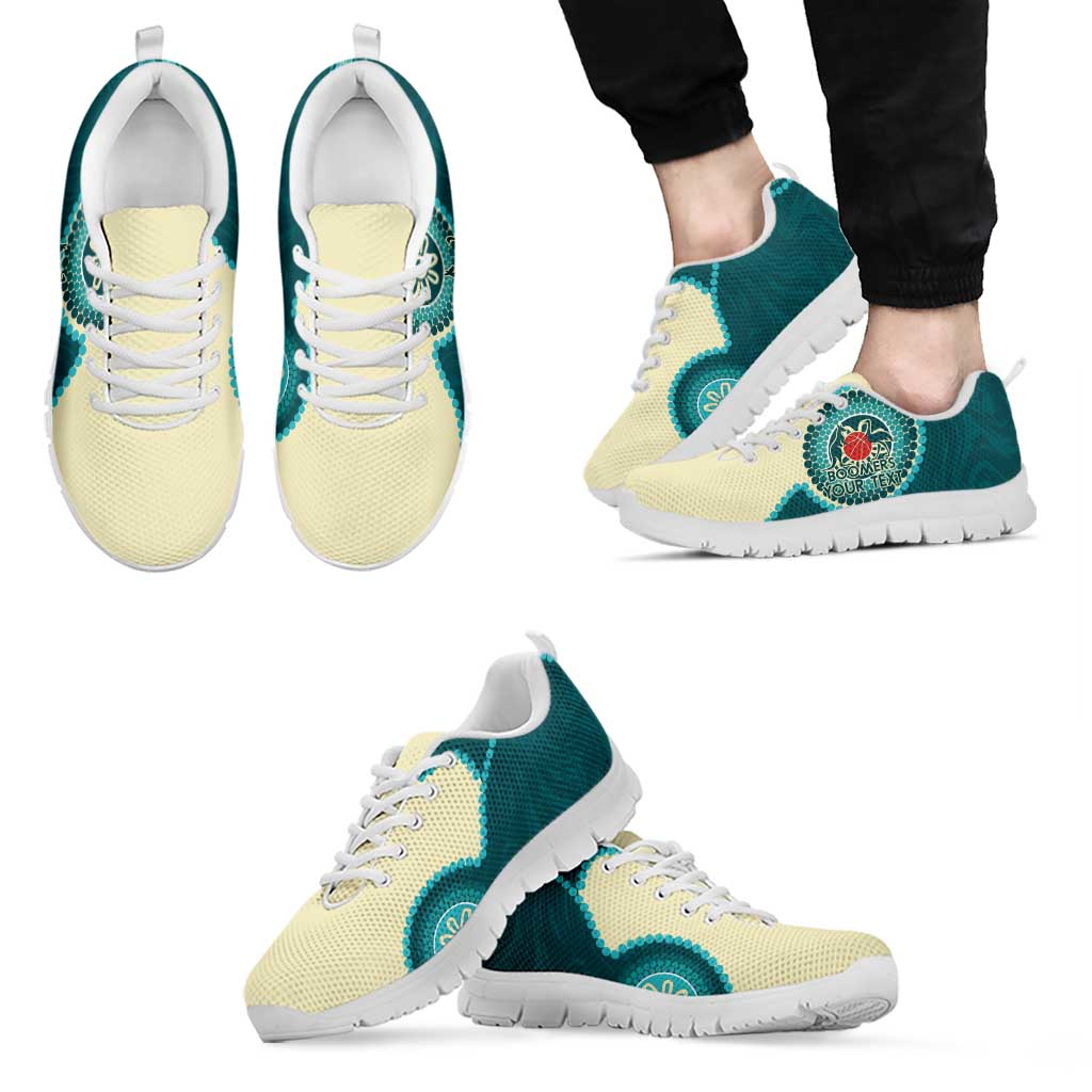Custom Australia Boomers Sneakers Aboriginal With Marble Pattern - Cyan