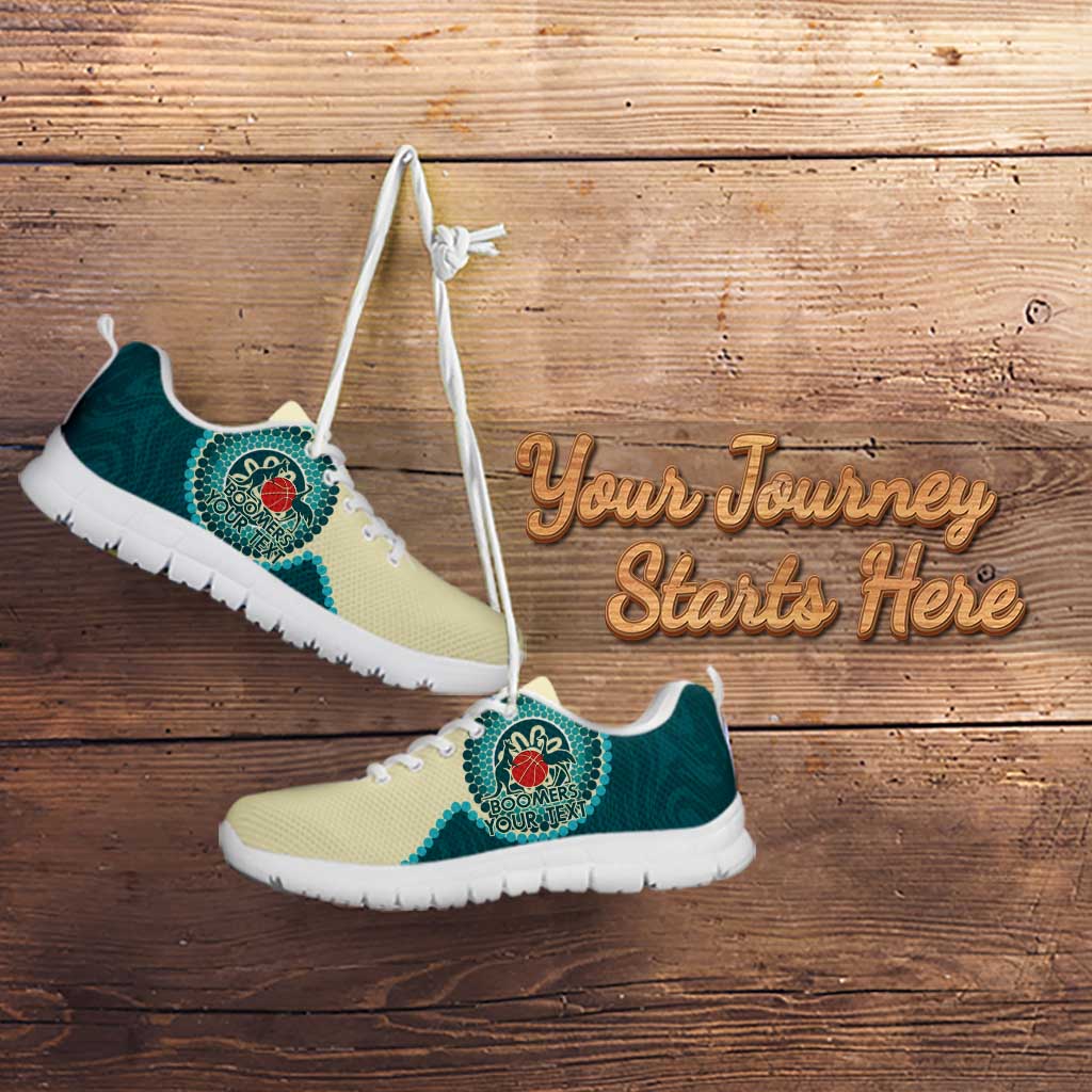 Custom Australia Boomers Sneakers Aboriginal With Marble Pattern - Cyan