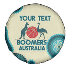 Custom Australia Boomers Spare Tire Cover Aboriginal With Marble Pattern - Cyan