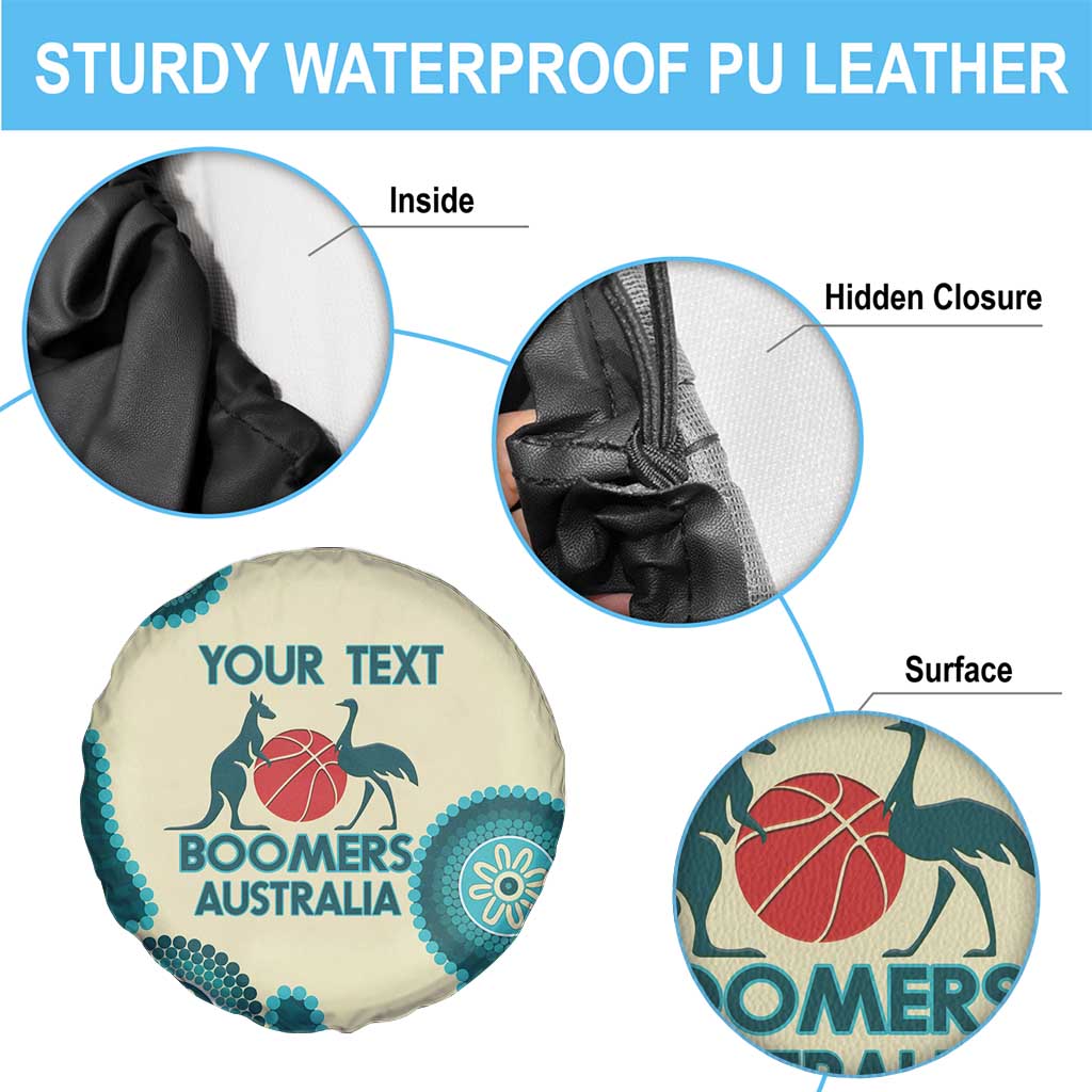 Custom Australia Boomers Spare Tire Cover Aboriginal With Marble Pattern - Cyan
