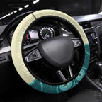 Australia Boomers Steering Wheel Cover Aboriginal With Marble Pattern - Cyan