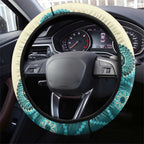 Australia Boomers Steering Wheel Cover Aboriginal With Marble Pattern - Cyan