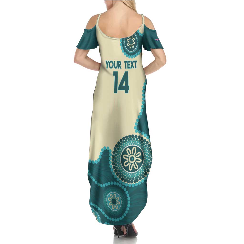 Custom Australia Boomers Summer Maxi Dress Aboriginal With Marble Pattern - Cyan