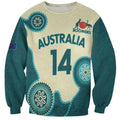 Custom Australia Boomers Sweatshirt Aboriginal With Marble Pattern - Cyan