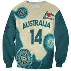 Custom Australia Boomers Sweatshirt Aboriginal With Marble Pattern - Cyan