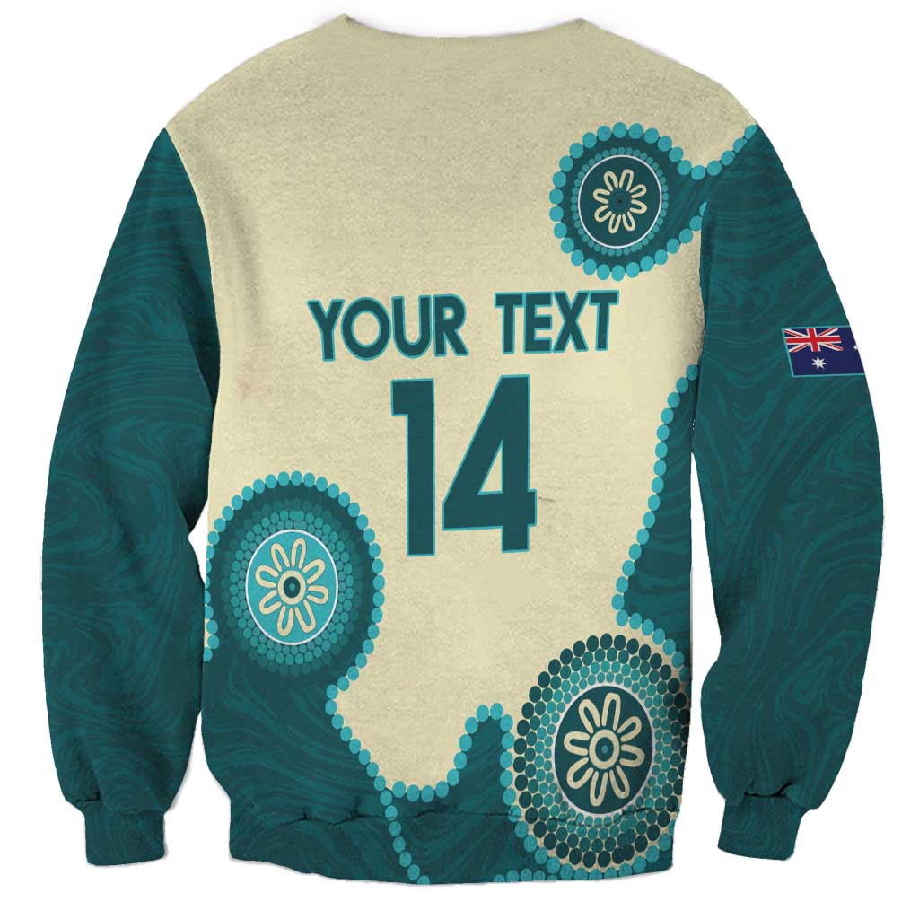 Custom Australia Boomers Sweatshirt Aboriginal With Marble Pattern - Cyan