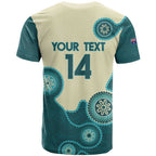 Custom Australia Boomers T Shirt Aboriginal With Marble Pattern - Cyan