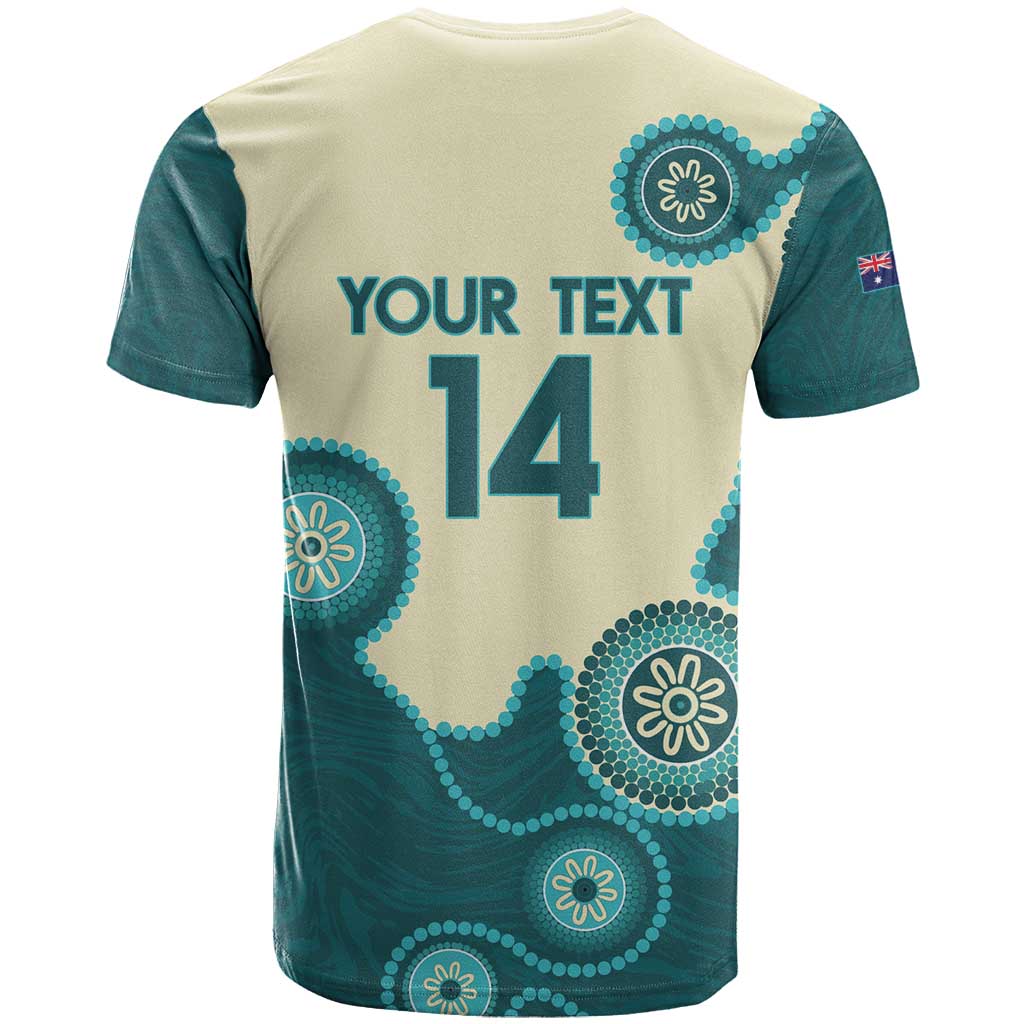Custom Australia Boomers T Shirt Aboriginal With Marble Pattern - Cyan