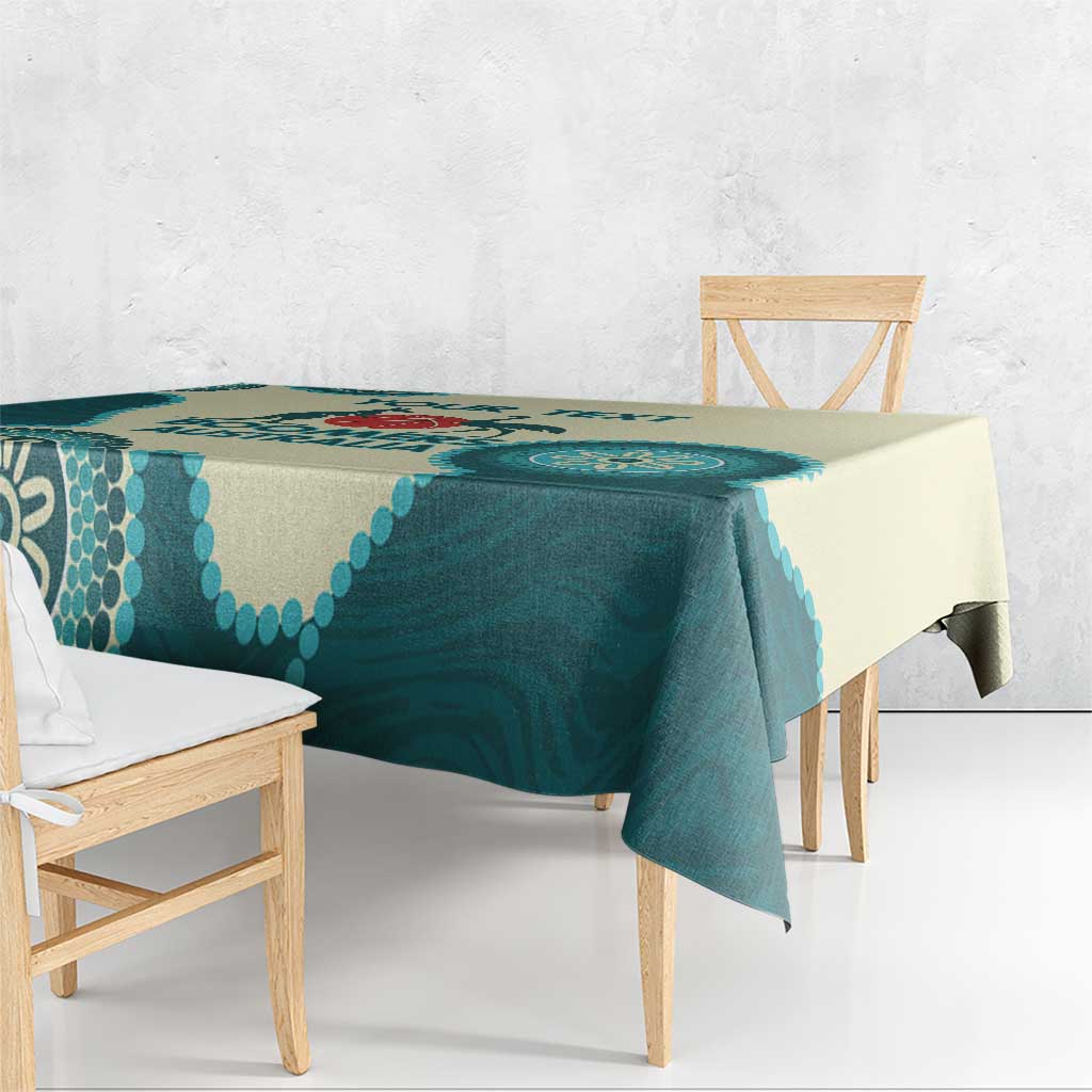 Custom Australia Boomers Tablecloth Aboriginal With Marble Pattern - Cyan