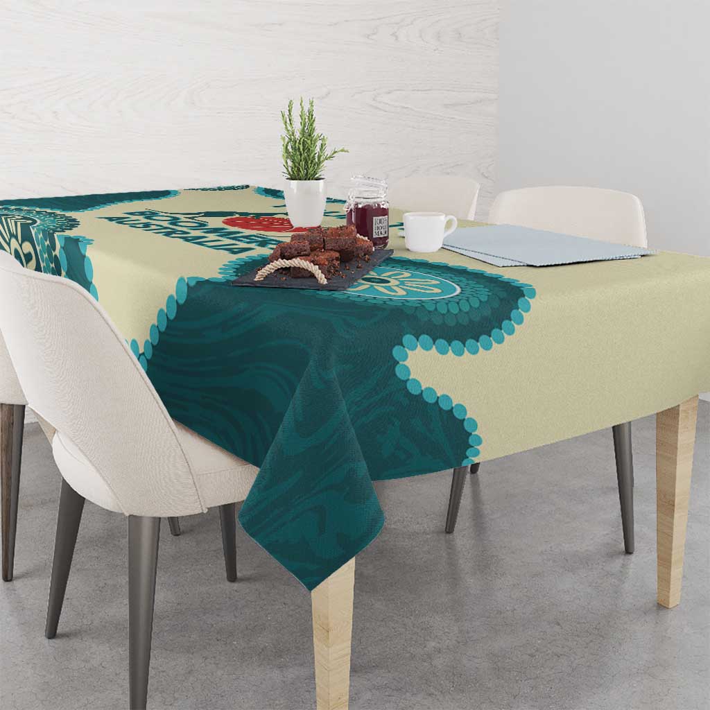 Custom Australia Boomers Tablecloth Aboriginal With Marble Pattern - Cyan