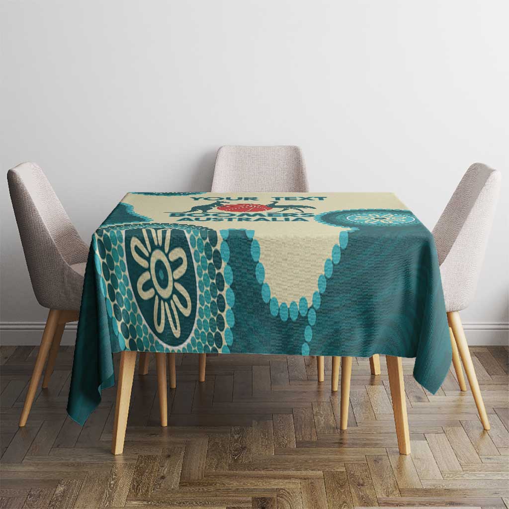 Custom Australia Boomers Tablecloth Aboriginal With Marble Pattern - Cyan