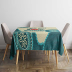 Custom Australia Boomers Tablecloth Aboriginal With Marble Pattern - Cyan