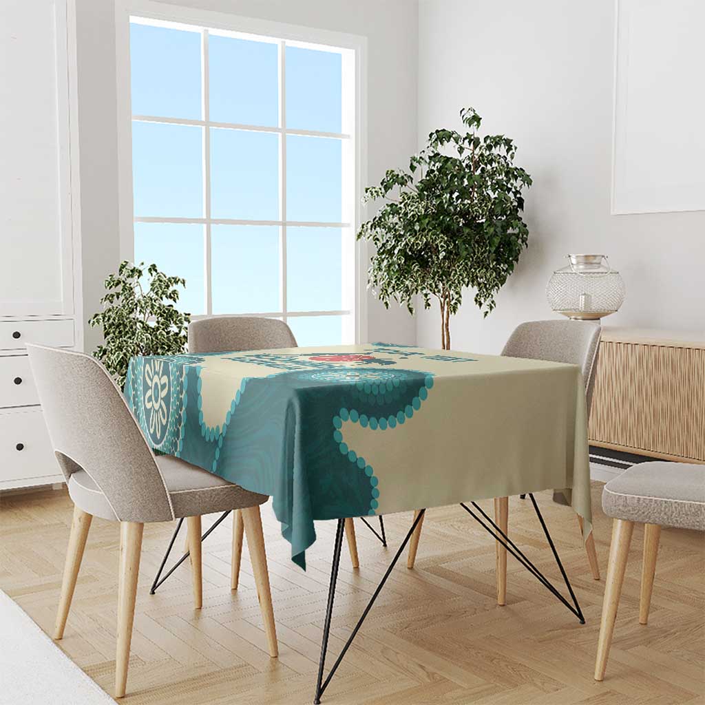 Custom Australia Boomers Tablecloth Aboriginal With Marble Pattern - Cyan